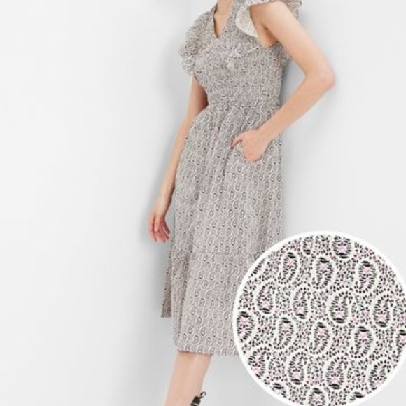 NWT GAP Smocked Flutter Sleeve Midi Dress - Picture 7 of 8